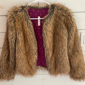 Cherokee girl’s large 12-14 Faux Fur Jacket  Purple Lining
Dressy stylish cozy